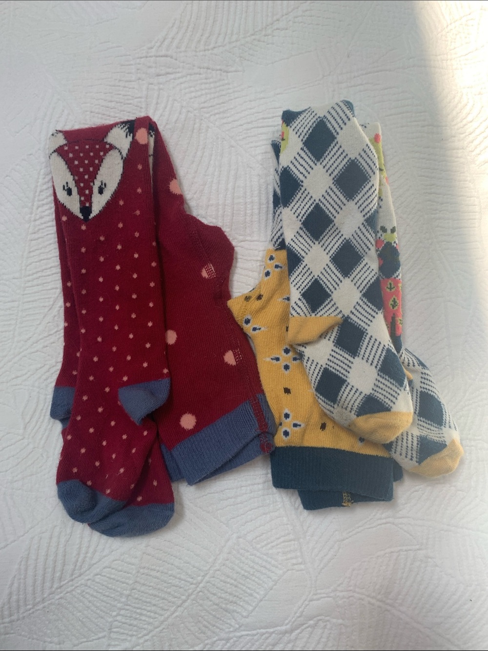 Matilda Jane Girls Multi-Color Patterned footed Leggings - Fox, Plaid, Floral